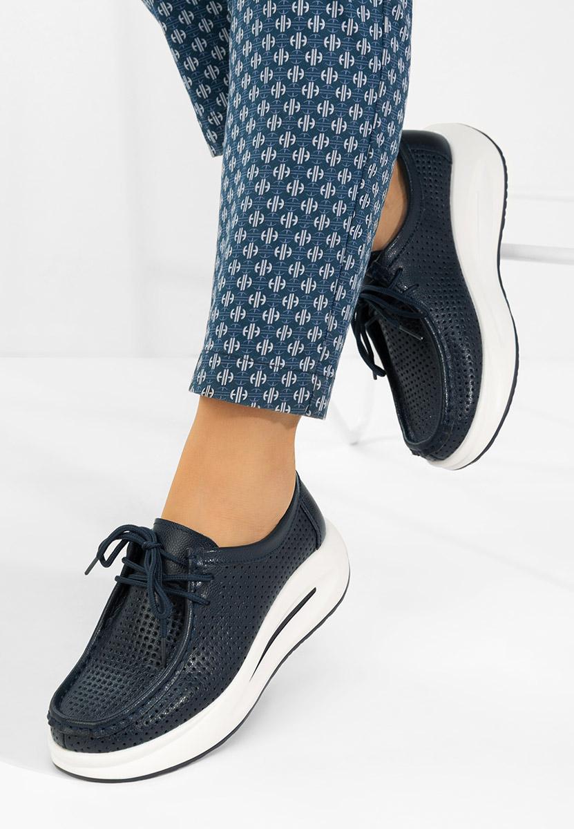 Mocasini dama piele Eveliana navy