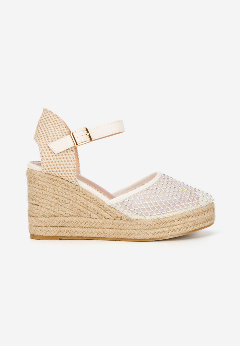 Sandale tip espadrile Racelia albe