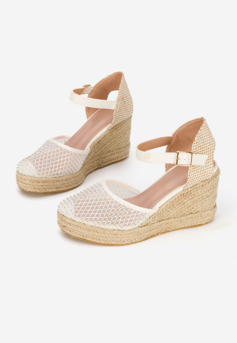 Sandale tip espadrile Racelia albe