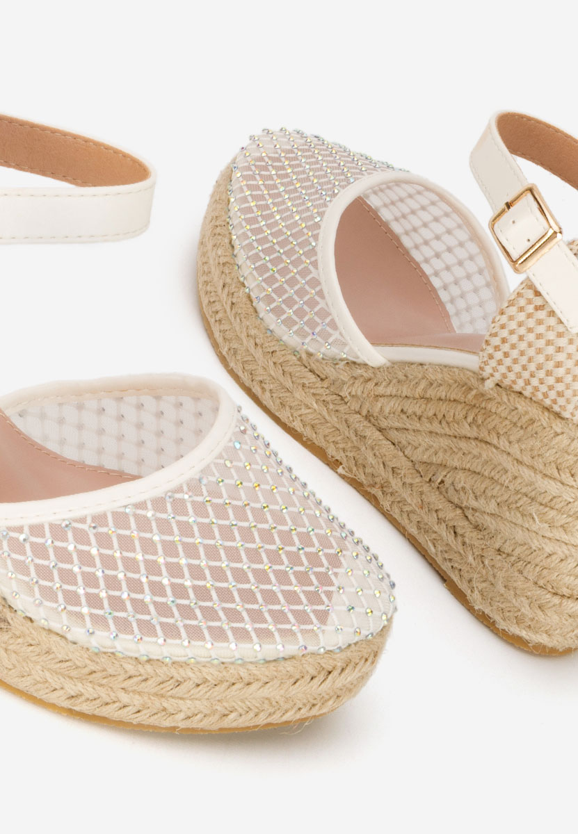 Sandale tip espadrile Racelia albe