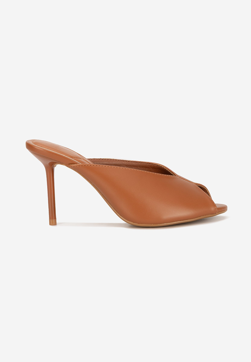 Papuci cu toc subtire Sidina camel