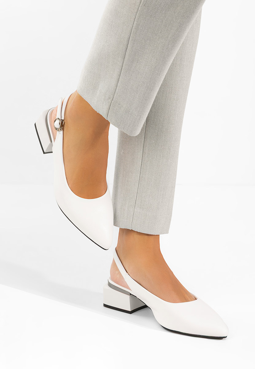 Pantofi slingback Glayda albi