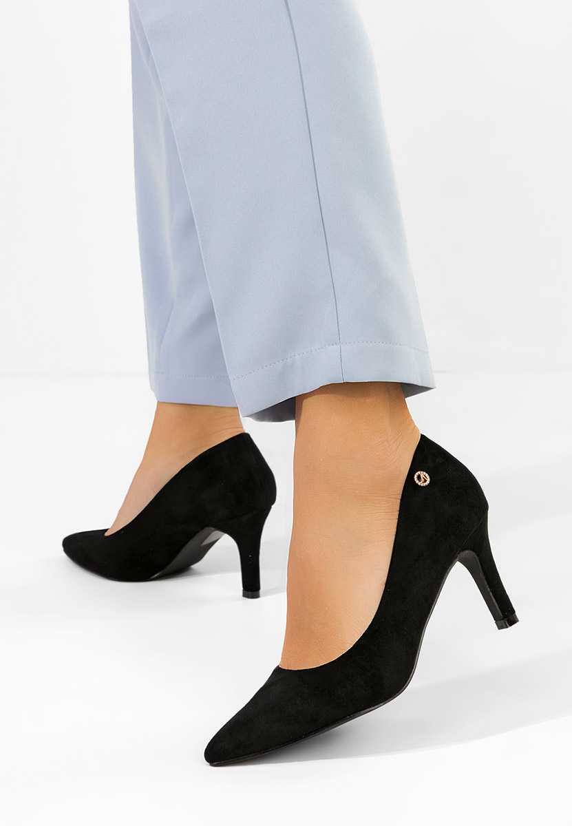 Pantofi cu toc subtire Sirinia negri