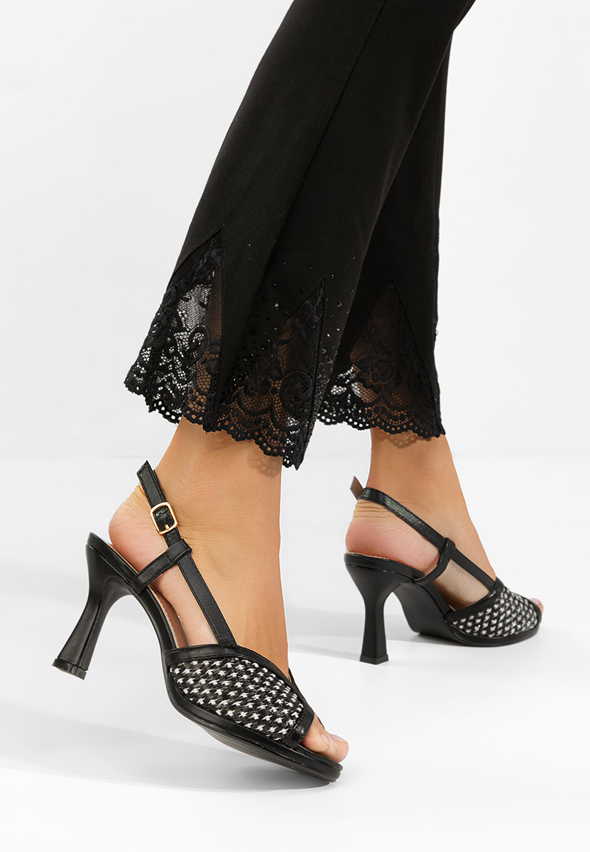 Sandale cu toc Wave negre