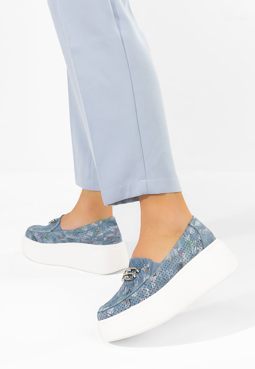 Mocasini dama piele Brinleya albastri