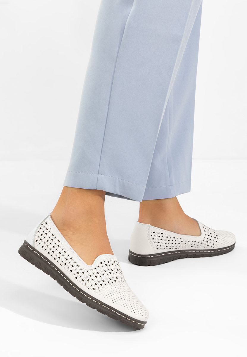 Balerini dama piele Kerensa albi