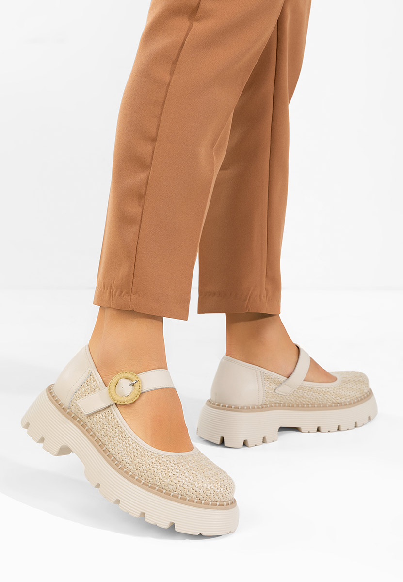 Pantofi casual dama piele Vamya bej