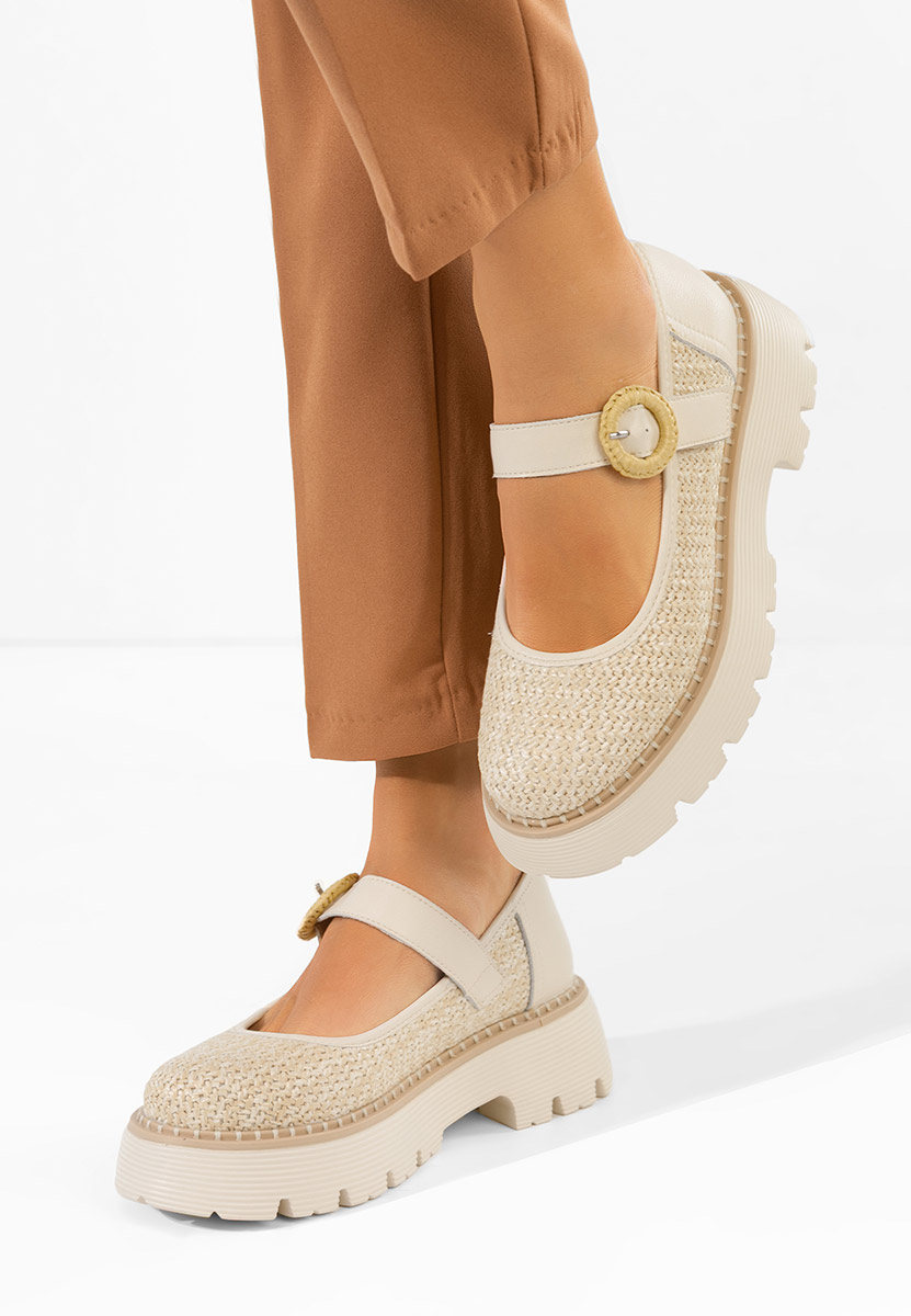 Pantofi casual dama piele Vamya bej