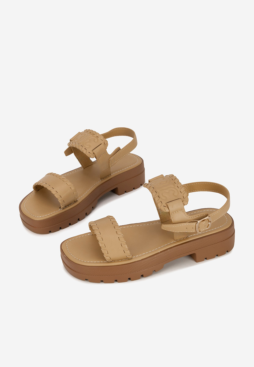 Sandale dama fara toc Loryanna kaki