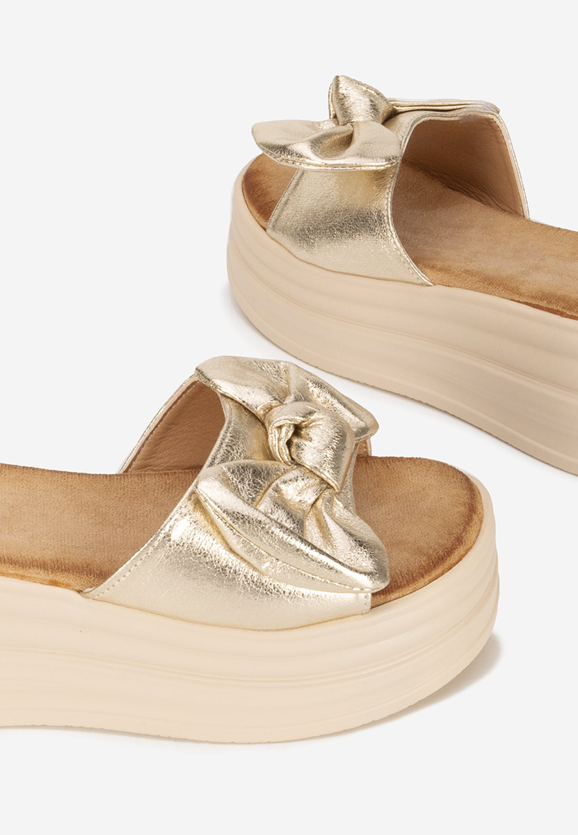 Papuci cu platformă Elarya aurii