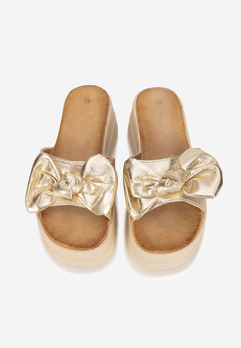 Papuci cu platformă Elarya aurii