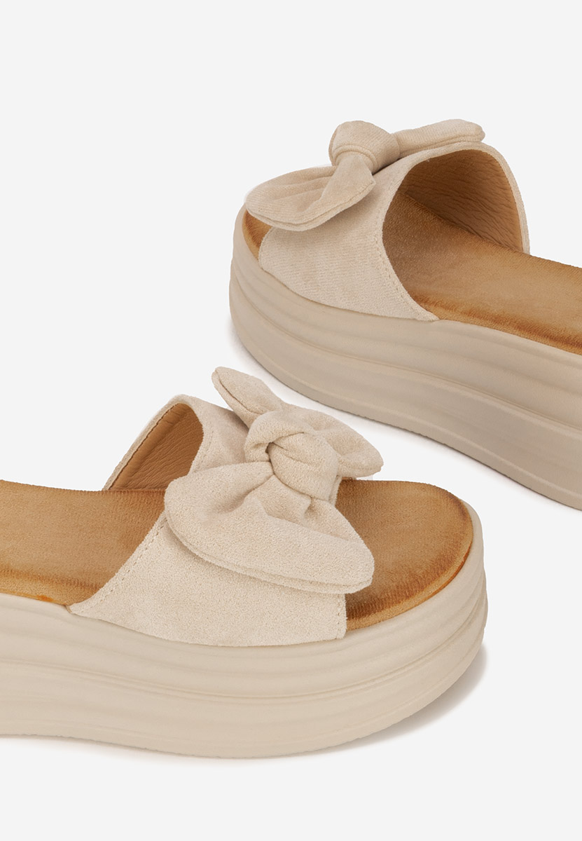 Papuci cu platformă Elarya bej
