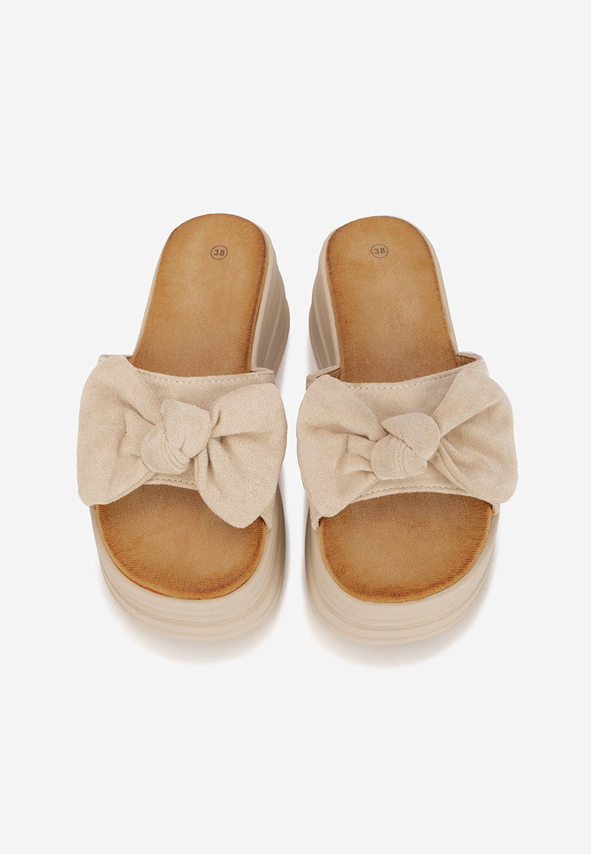 Papuci cu platformă Elarya bej