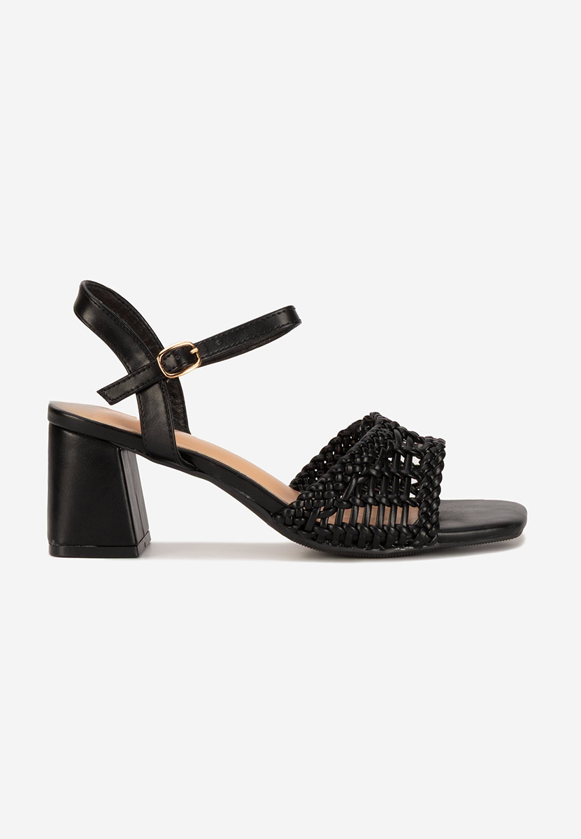 Sandale cu toc gros Kaley negre