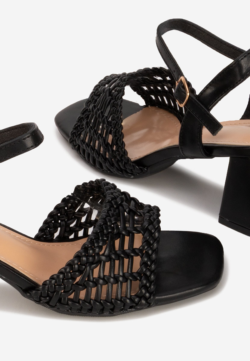 Sandale cu toc gros Kaley negre
