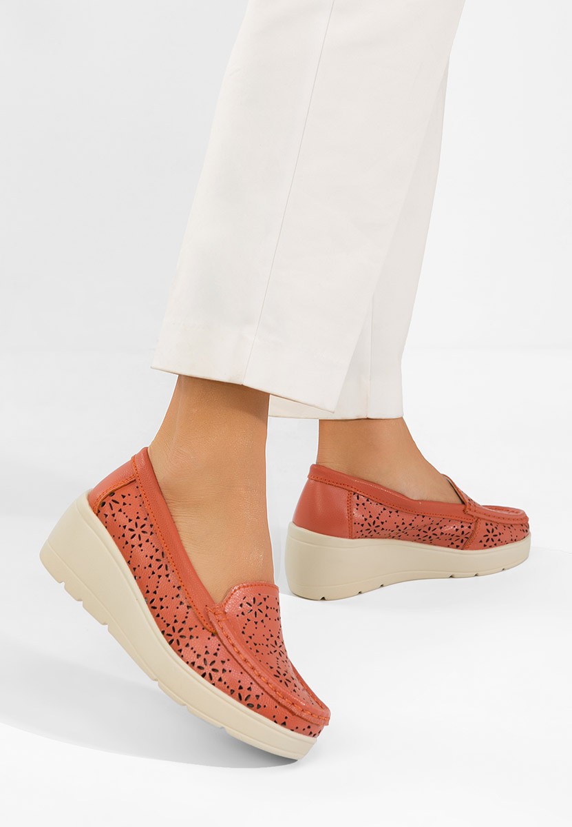 Mocasini dama piele Ysaia portocalii