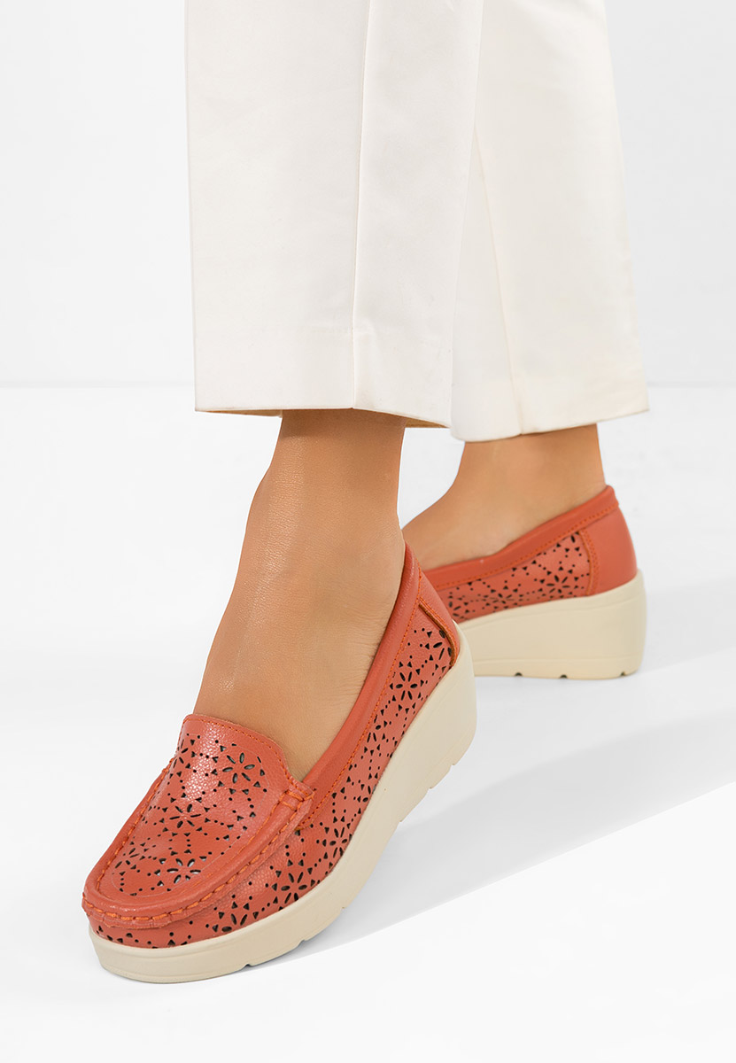 Mocasini dama piele Ysaia portocalii