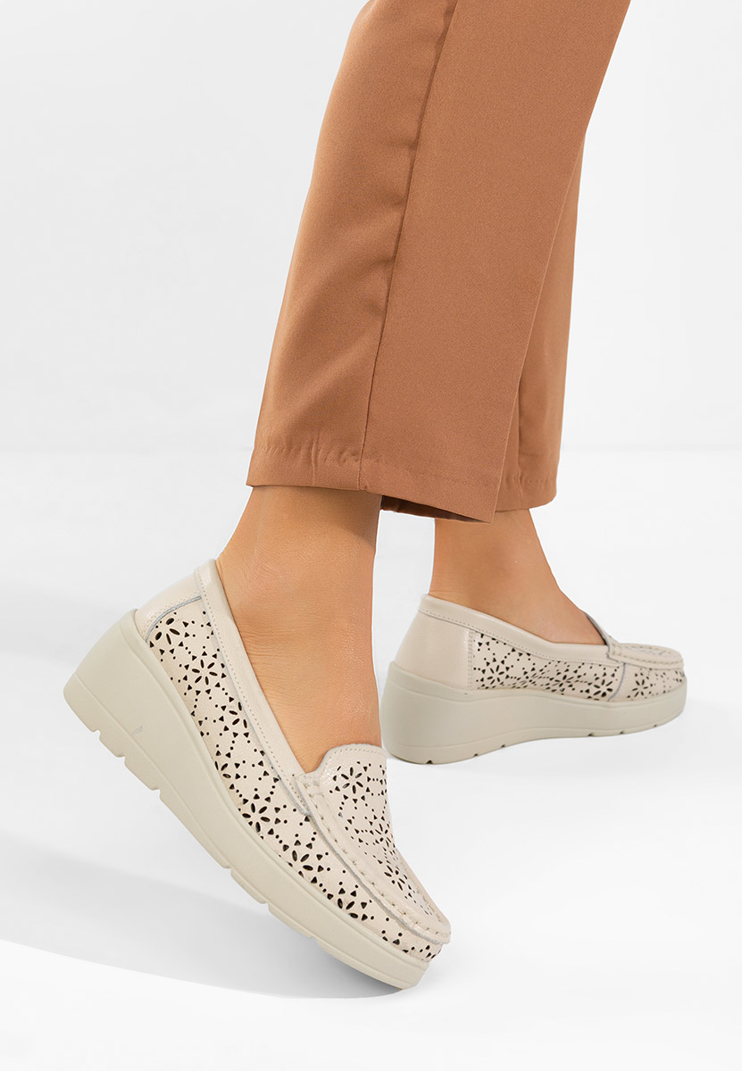 Mocasini dama piele Ysaia bej