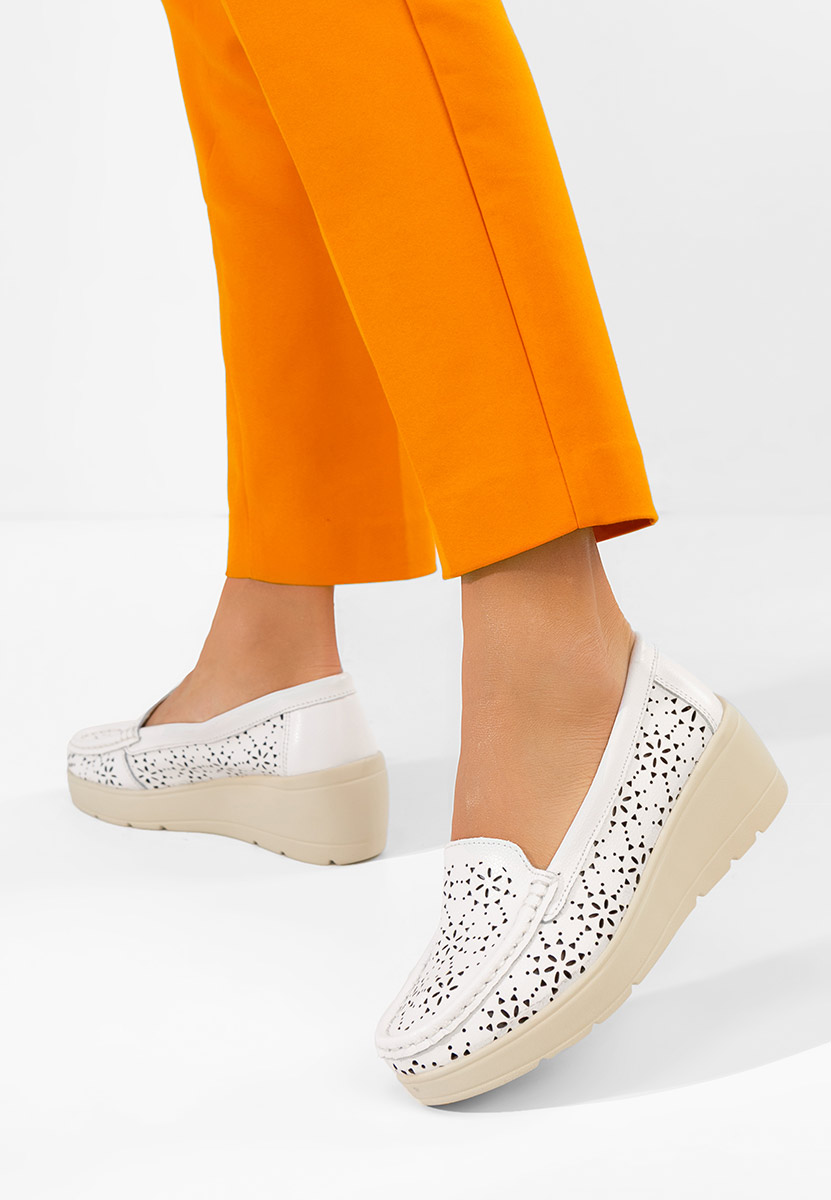 Mocasini dama piele Ysaia albi