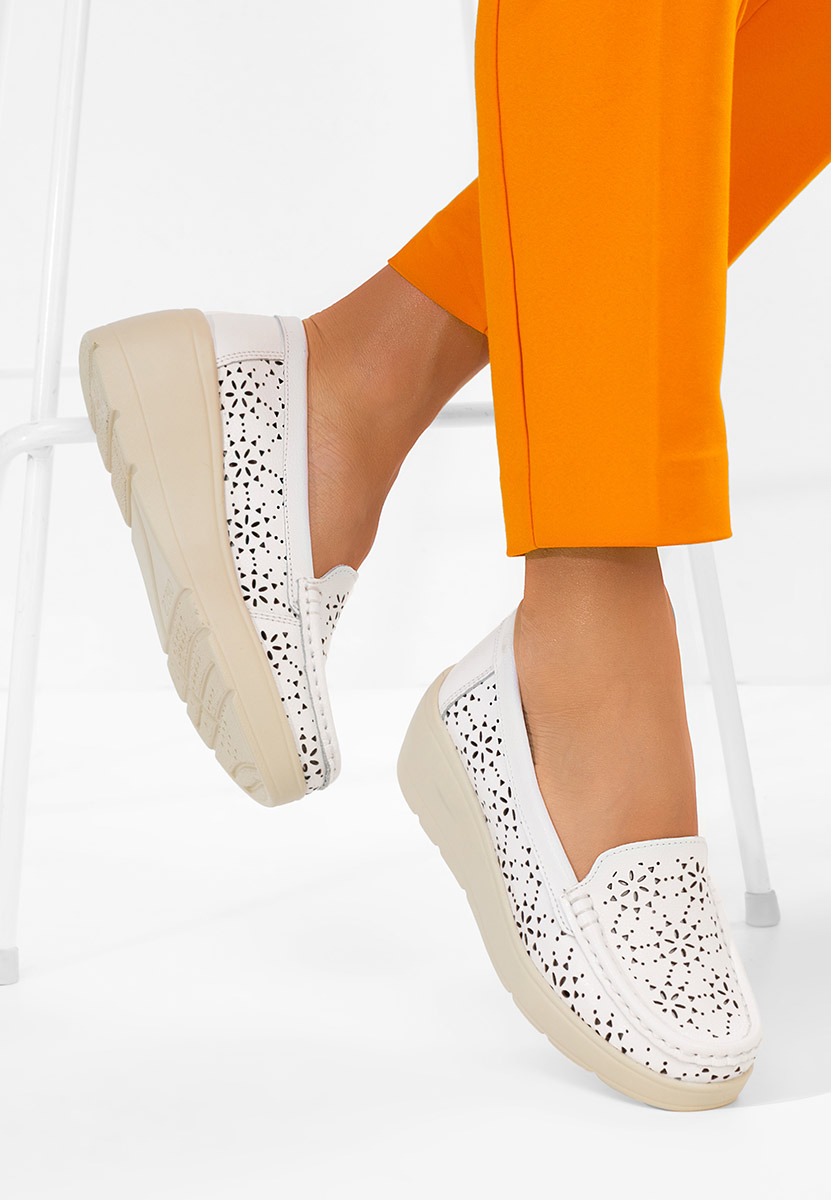 Mocasini dama piele Ysaia albi