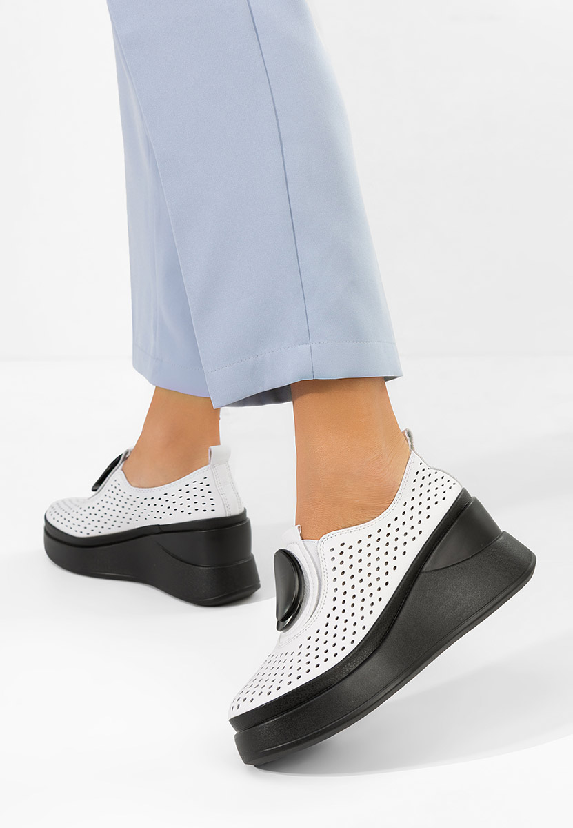 Pantofi casual cu platformă Aleksa albi