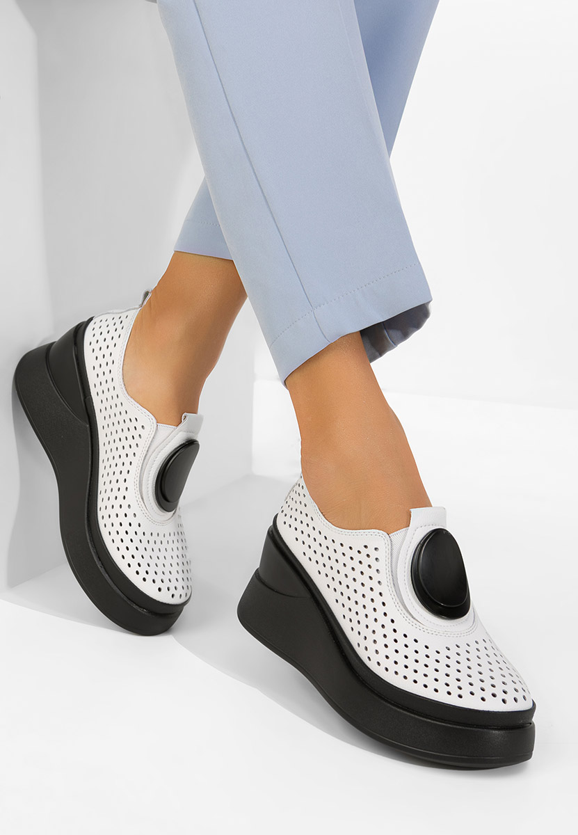 Pantofi casual cu platformă Aleksa albi
