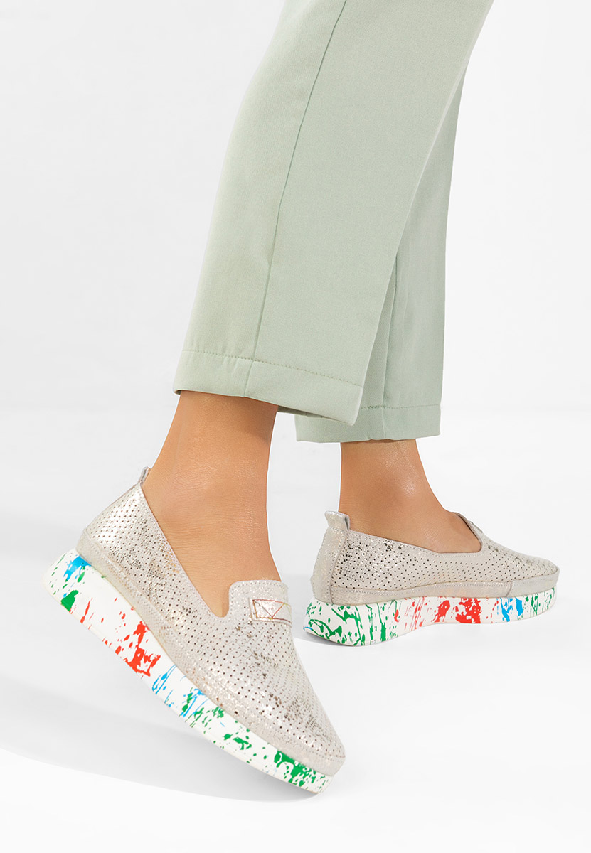 Mocasini dama piele Raffelia gri