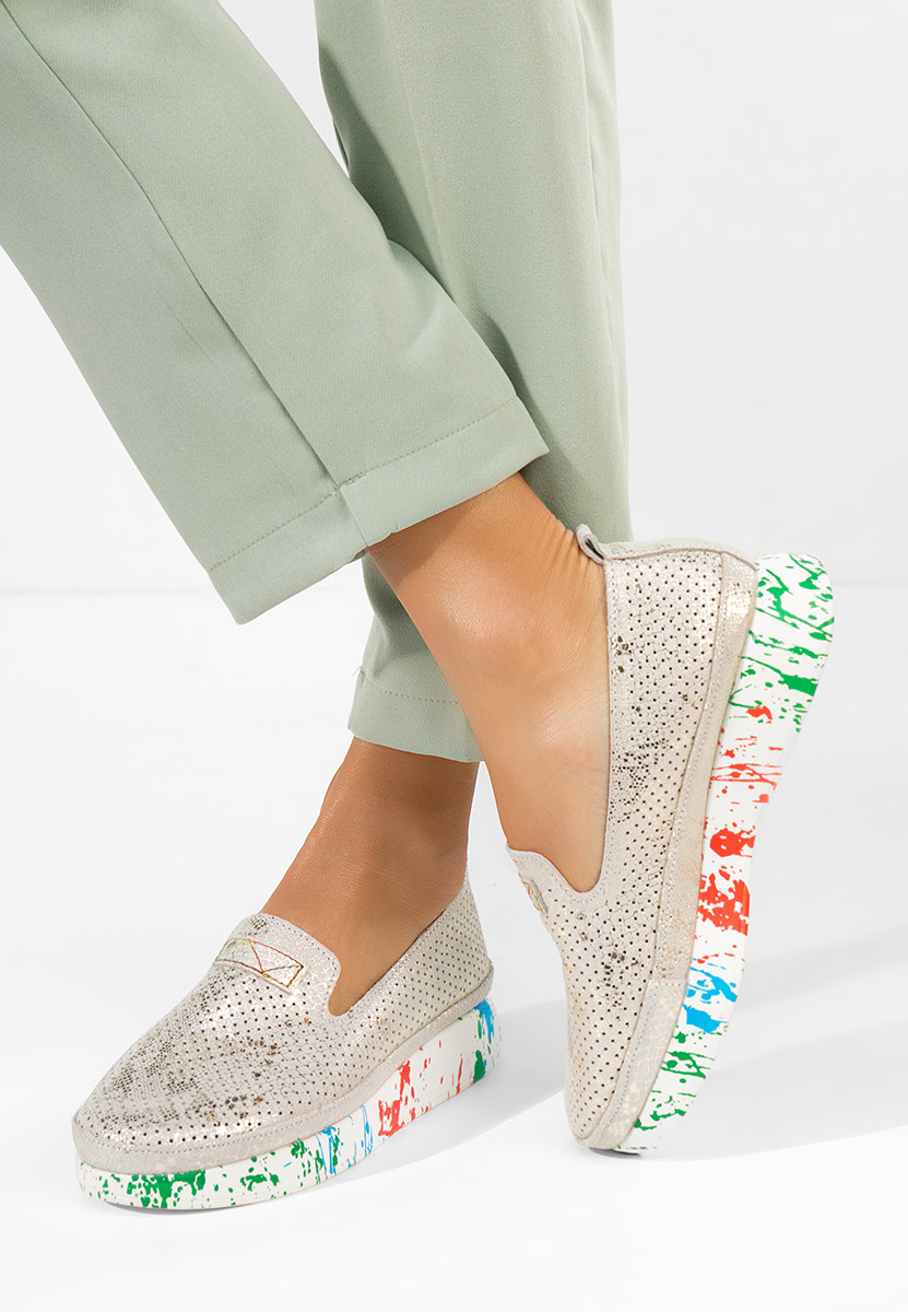 Mocasini dama piele Raffelia gri