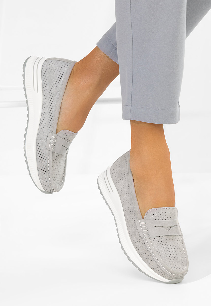 Mocasini dama piele Seliona gri