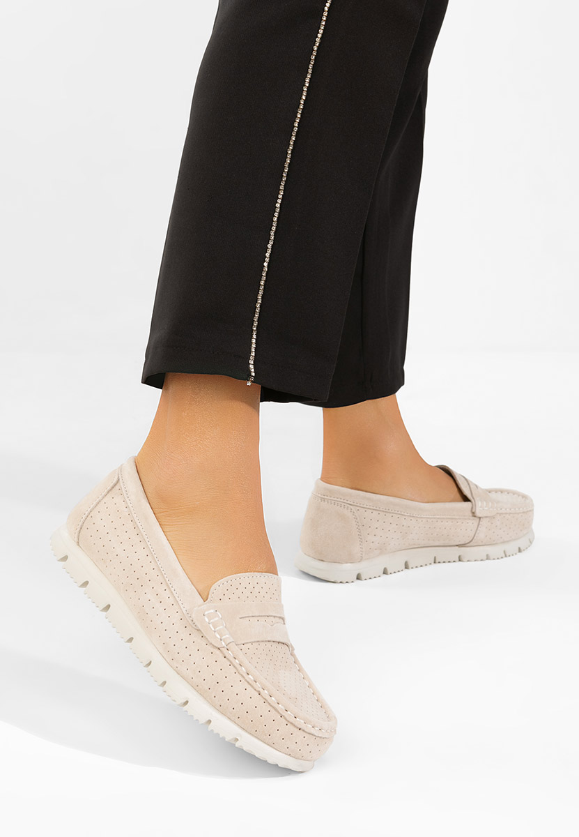 Mocasini dama piele Valerimia bej