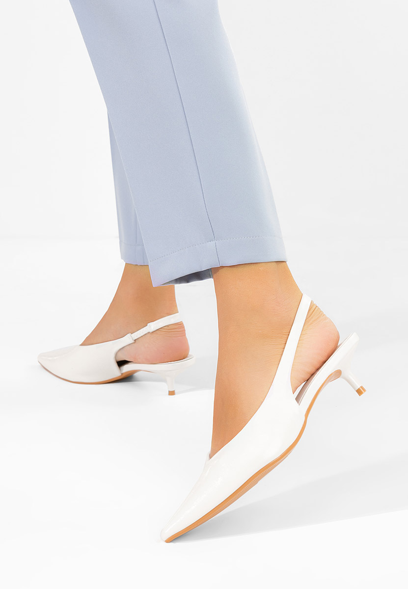 Pantofi slingback Nirvania albi