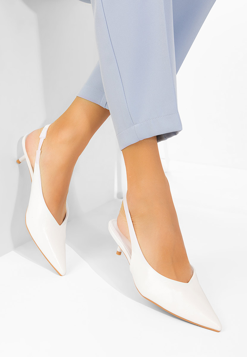 Pantofi slingback Nirvania albi