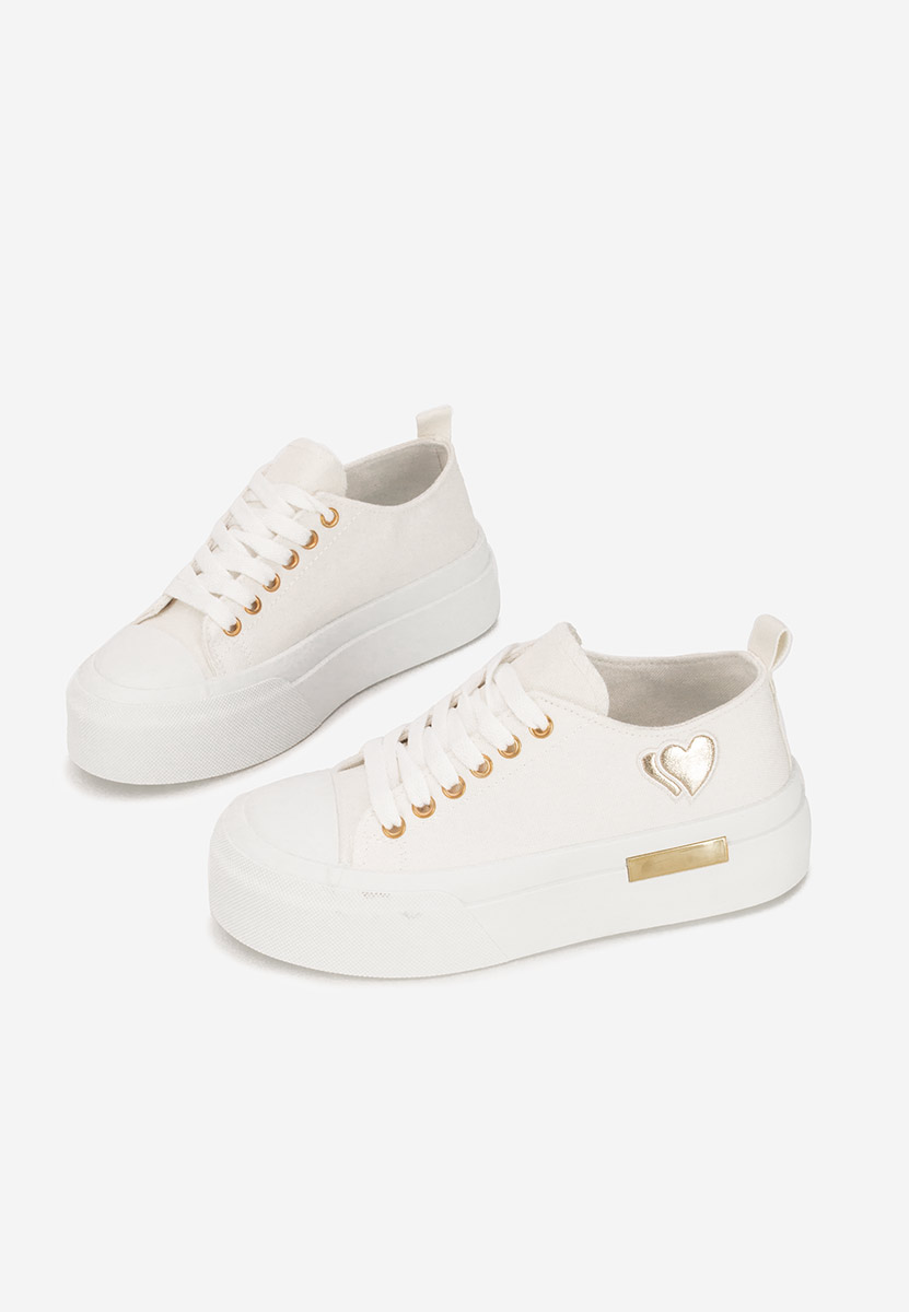 Sneakers cu platformă Inimia albi