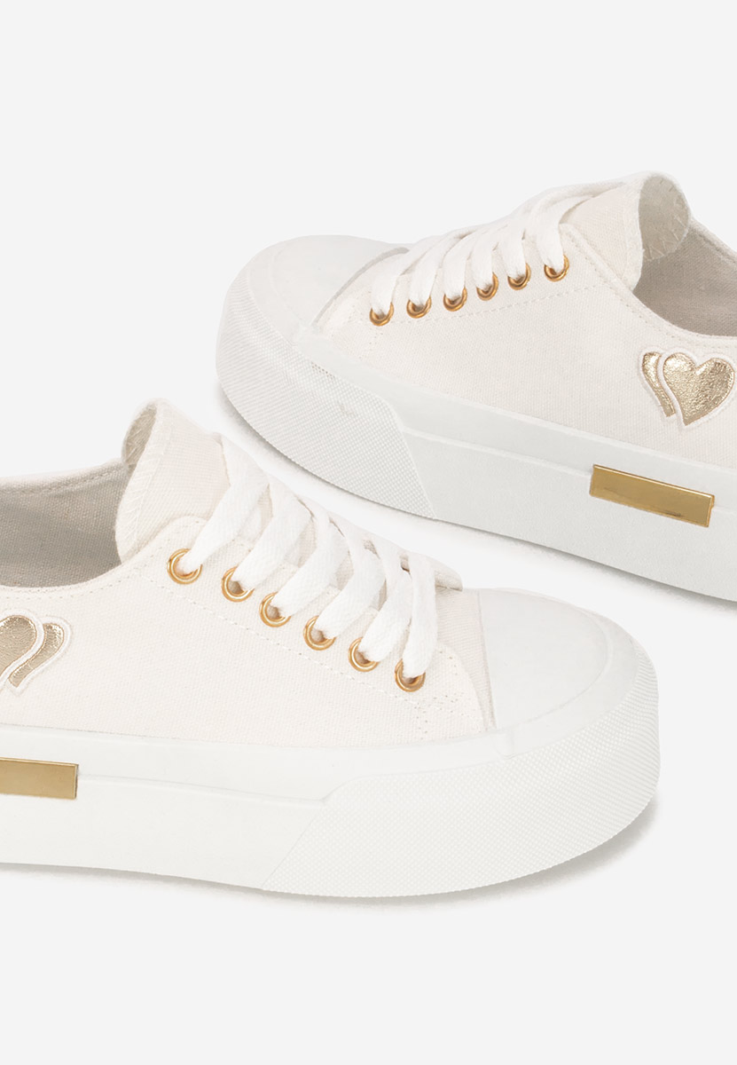 Sneakers cu platformă Inimia albi