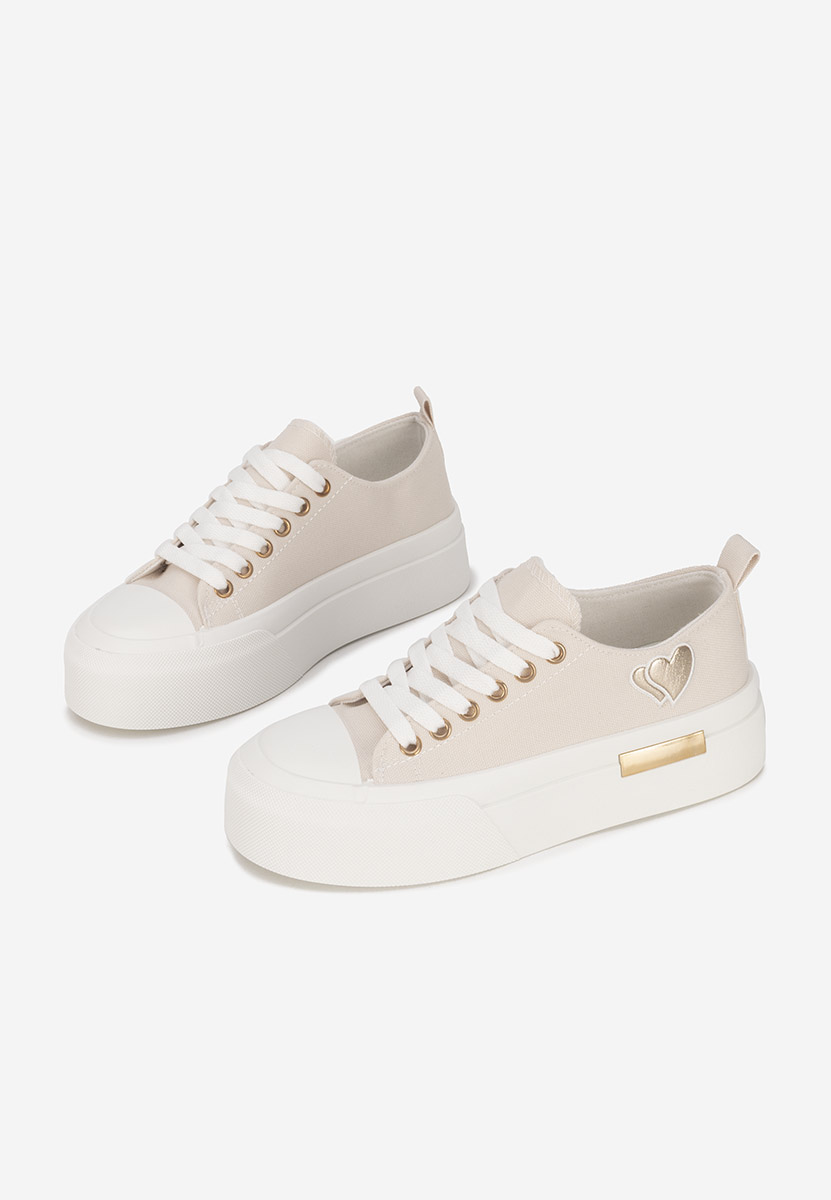 Sneakers cu platformă Inimia bej
