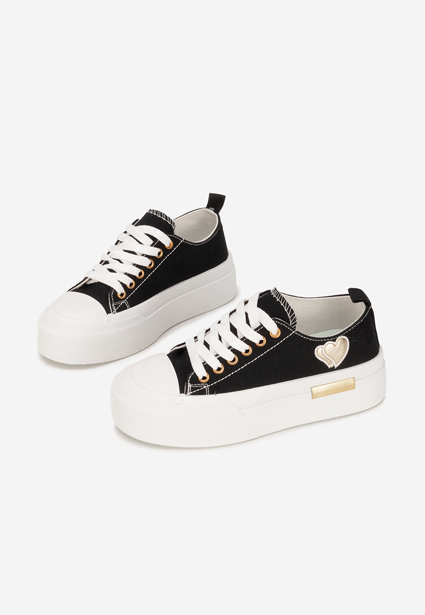 Sneakers cu platformă Inimia negri