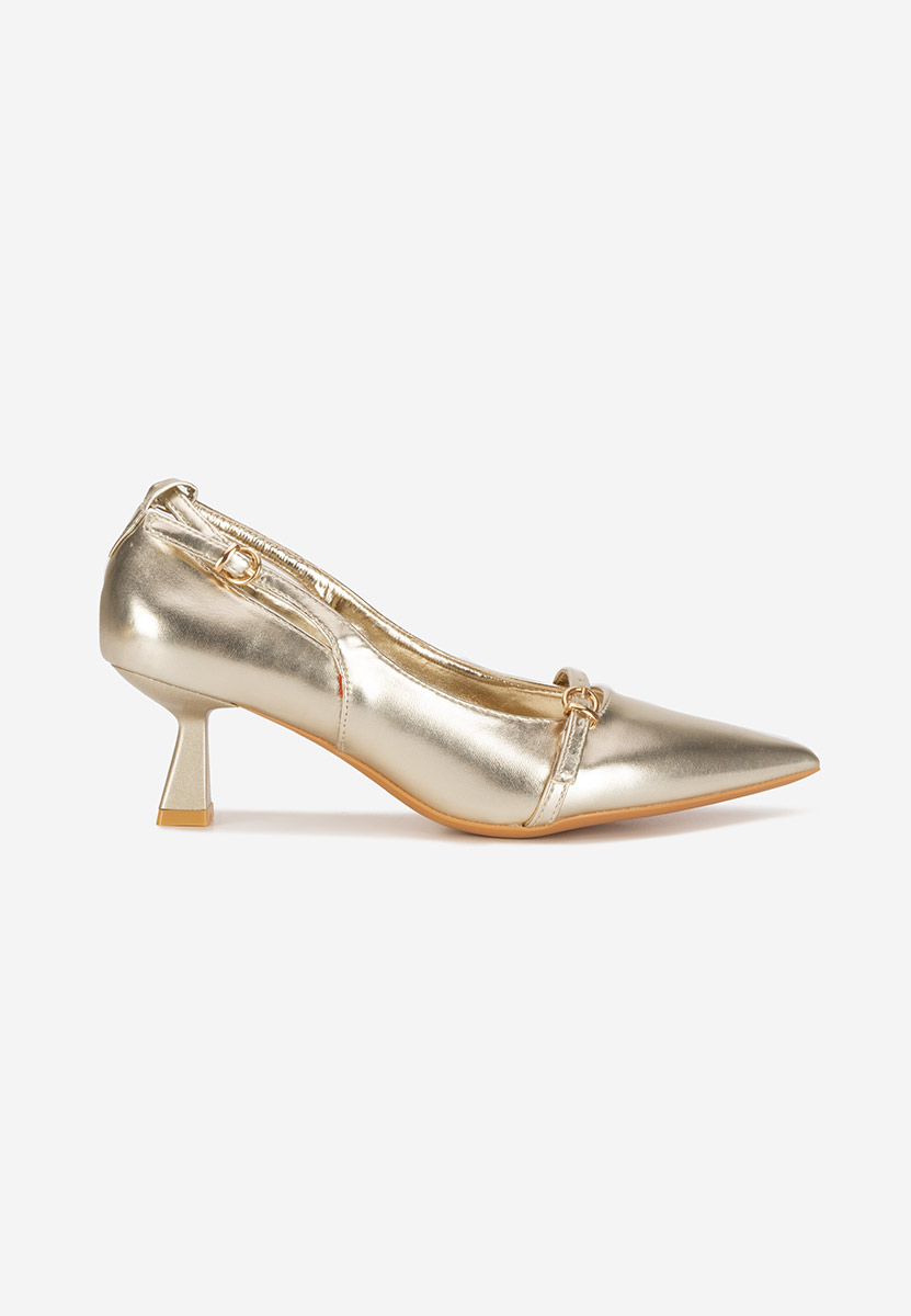 Pantofi stiletto cu toc mic Surie aurii