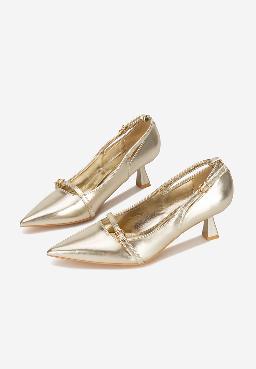 Pantofi stiletto cu toc mic Surie aurii