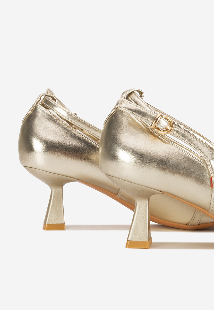 Pantofi stiletto cu toc mic Surie aurii