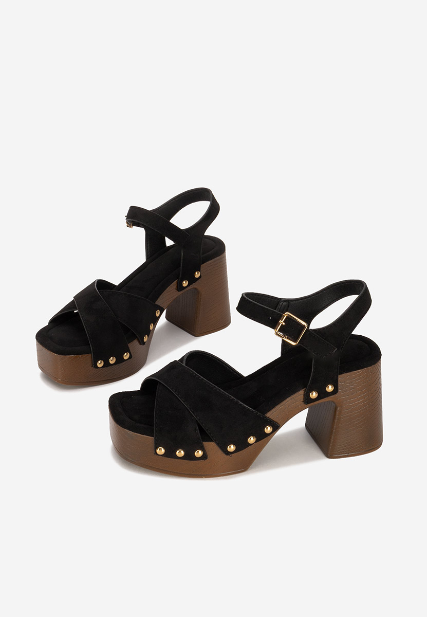 Sandale cu toc gros Radiana negre