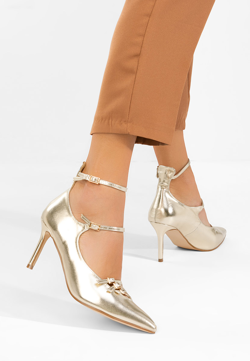 Pantofi cu toc stiletto Monalisa aurii