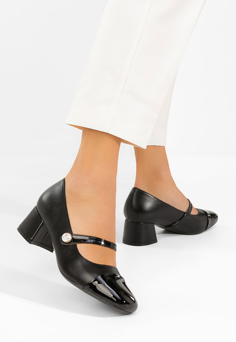 Pantofi cu toc gros Blety negri