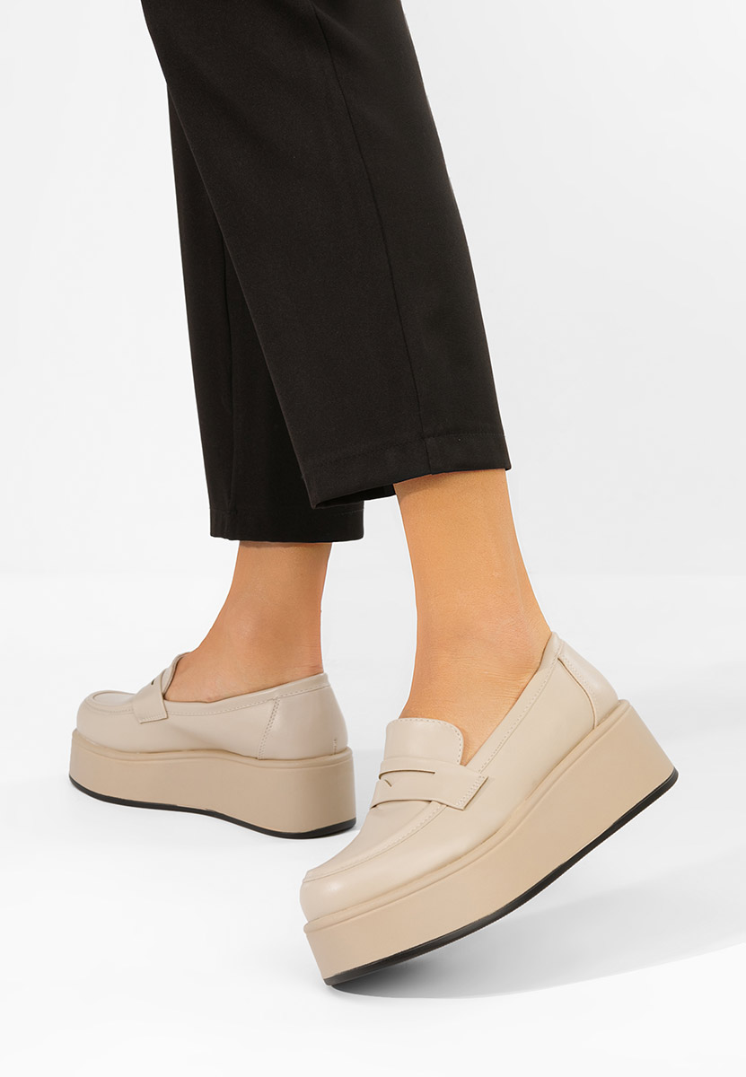 Mocasini cu platformă Minky bej