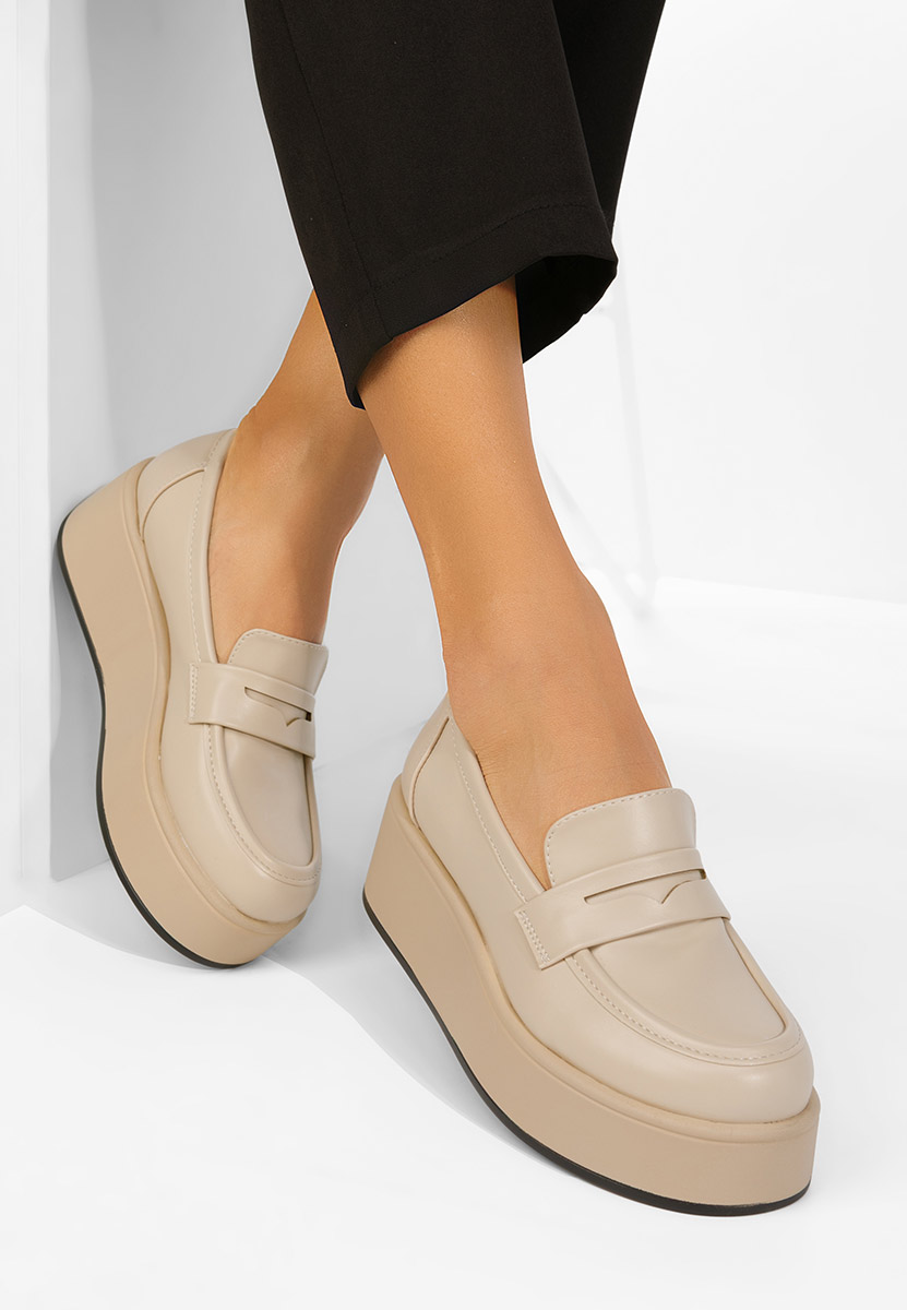 Mocasini cu platformă Minky bej