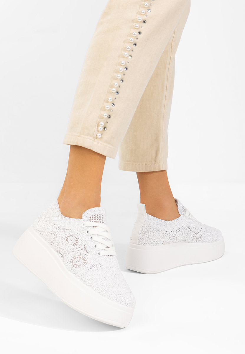 Sneakers cu platformă Anneira albi