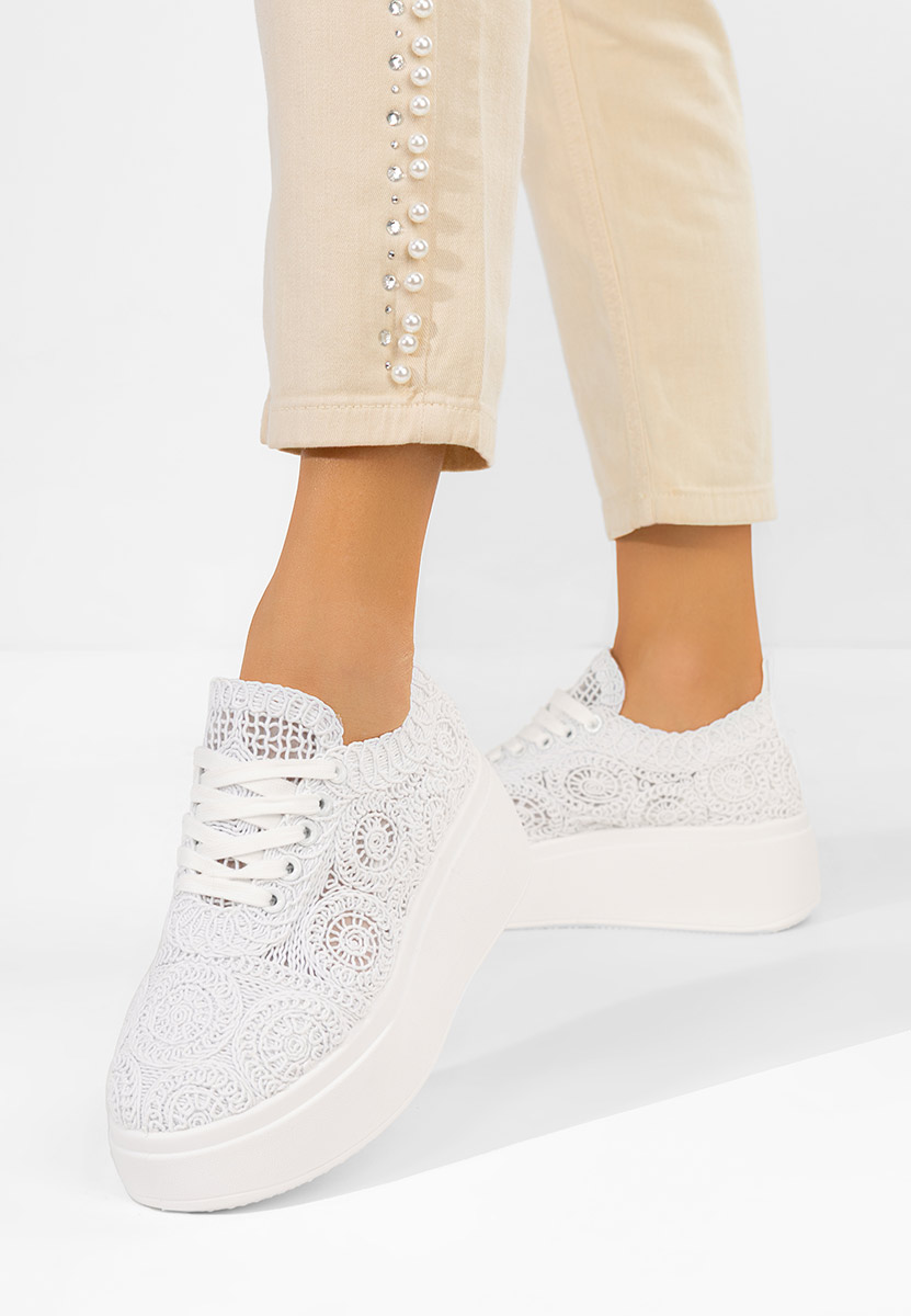 Sneakers cu platformă Anneira albi
