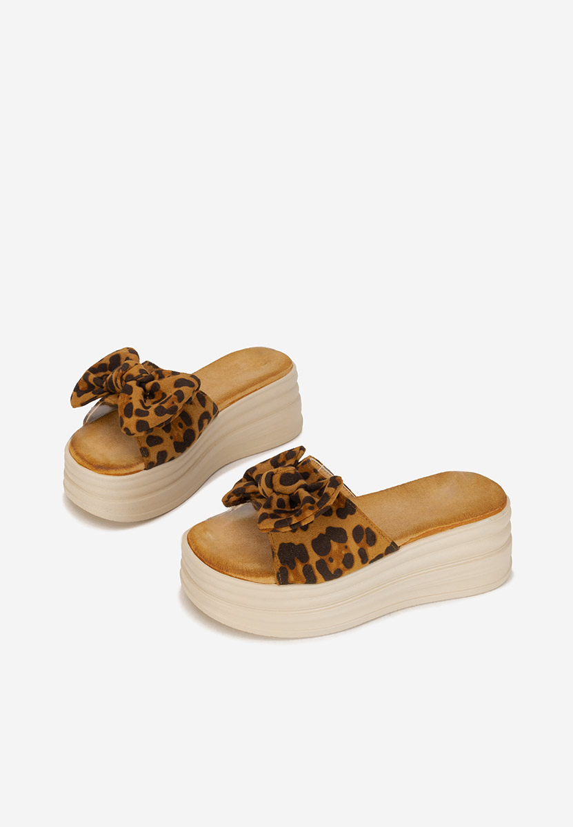 Papuci cu platformă Elarya leopard