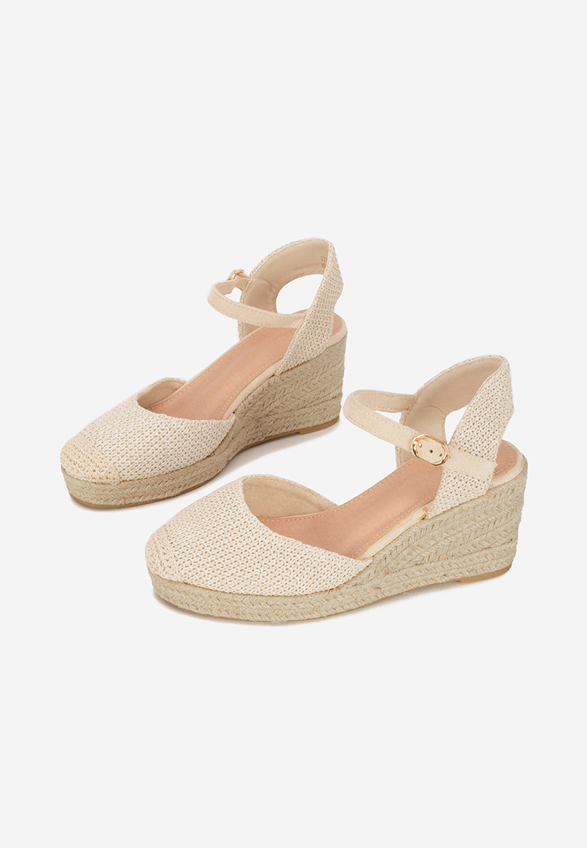 Sandale cu platforma tip espadrile Paty bej