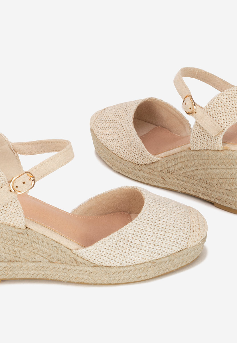 Sandale cu platforma tip espadrile Paty bej