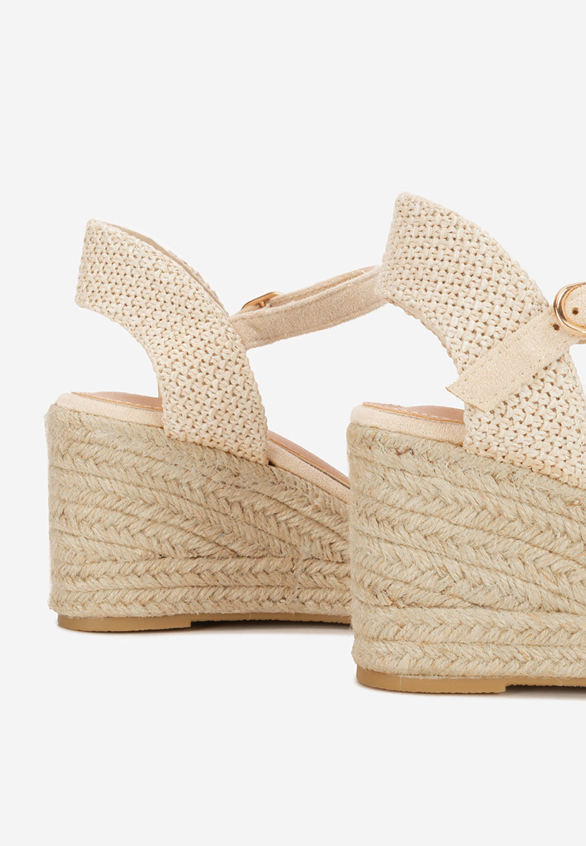 Sandale cu platforma tip espadrile Paty bej